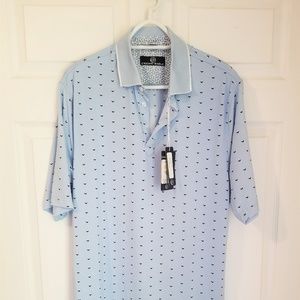 Crown & Eagle Golf Polo NWT Blue Geometric